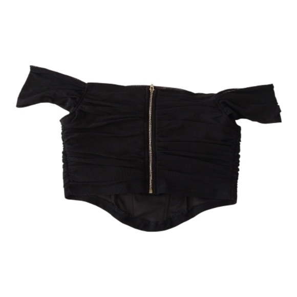 SHEIN Black Ruched Crop Top | Size M | Trendy & Chic - Picture 2 of 4